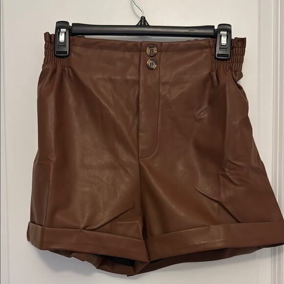 Cupshe Pants - Cupshe Brown High Waist Shorts with Tailored Cuffs